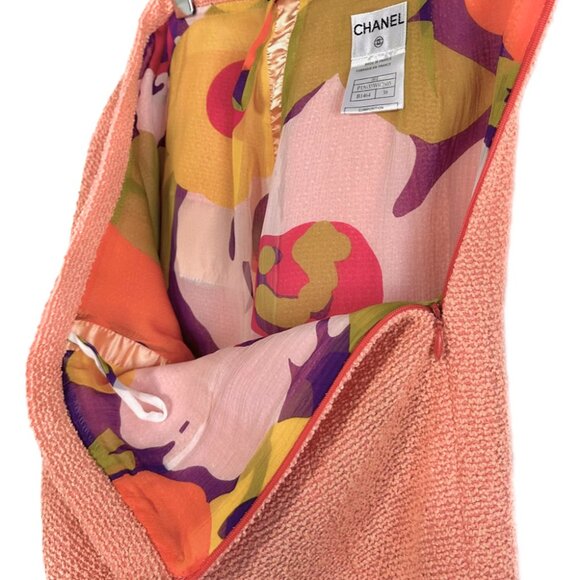 Chanel 00T Coral Chiffon Accent Tweed Skirt - Picture 8 of 8